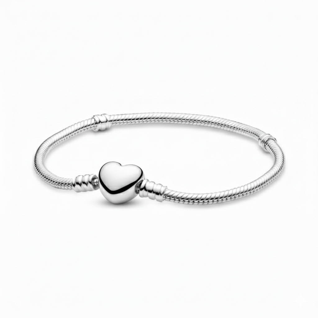 Heart Clasp Snake Chain Charm Bracelet