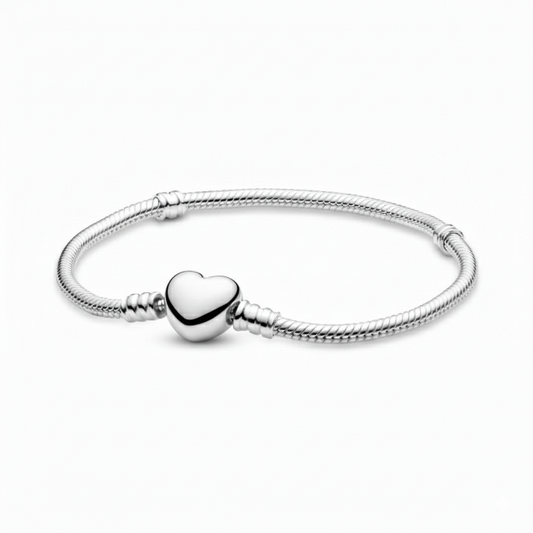 Heart Clasp Snake Chain Charm Bracelet