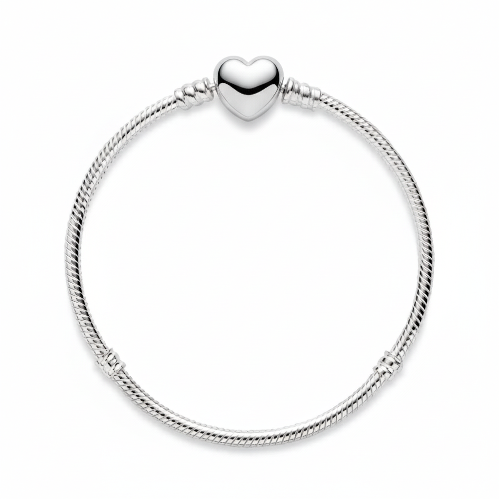 Heart Clasp Snake Chain Charm Bracelet