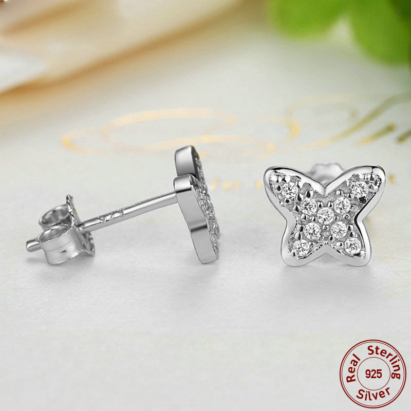 Sparkling Butterflies Sterling Silver studs Earrings