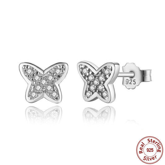 Sparkling Butterflies Sterling Silver studs Earrings
