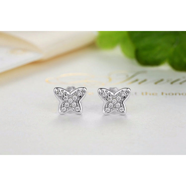 Sparkling Butterflies Sterling Silver studs Earrings