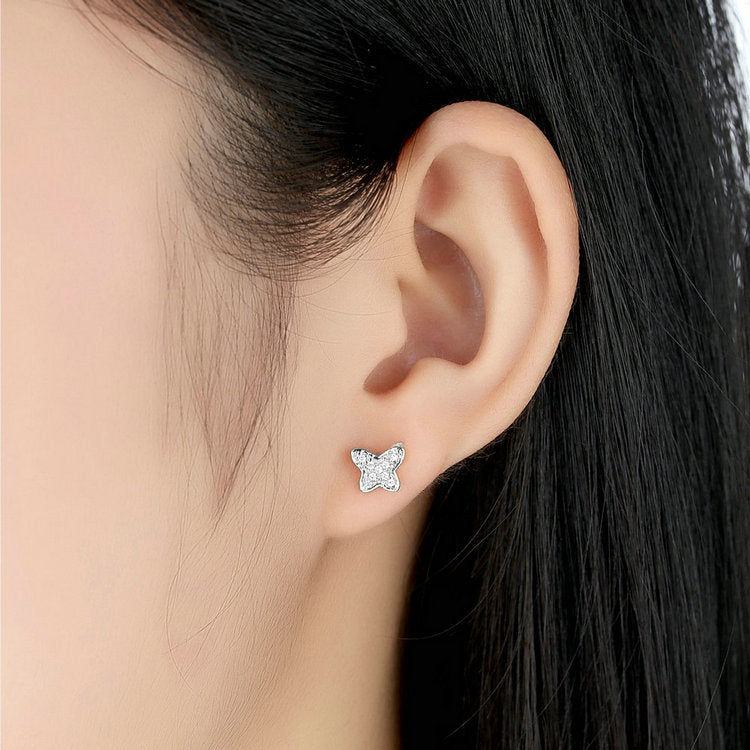 Sparkling Butterflies Sterling Silver studs Earrings