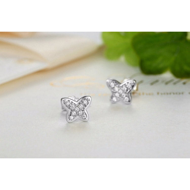 Sparkling Butterflies Sterling Silver studs Earrings