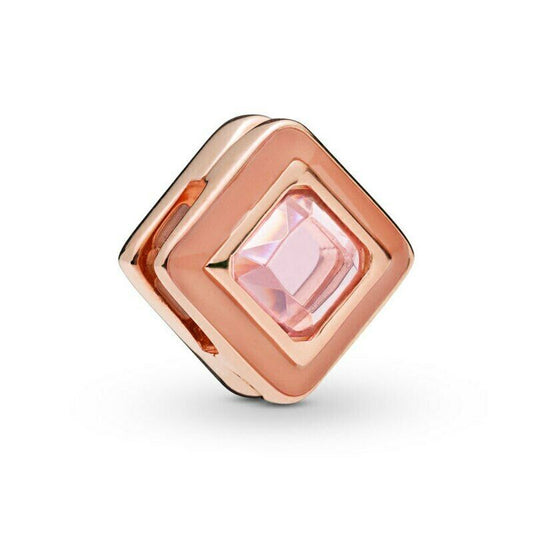 Rose Gold Square Clip Reflexions Charm Hallmarked S925 Sterling Silver