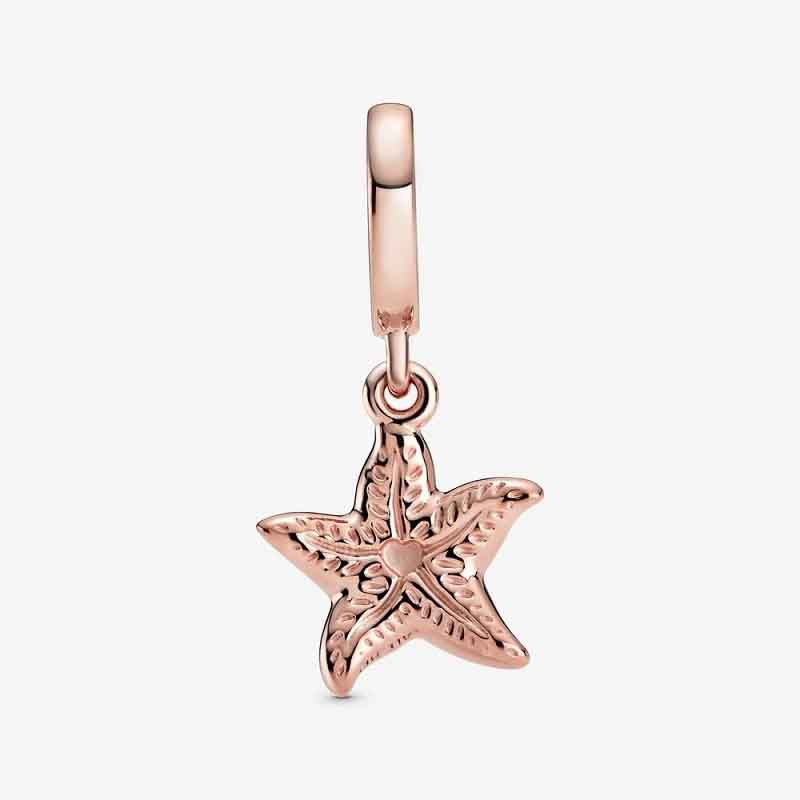 Sparkling Starfish Dangle Charm Hallmarked S925 Sterling Silver