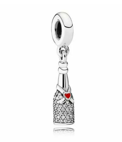 Wine Bottle Dangle Charm Hallmarked S925 Sterling Silver