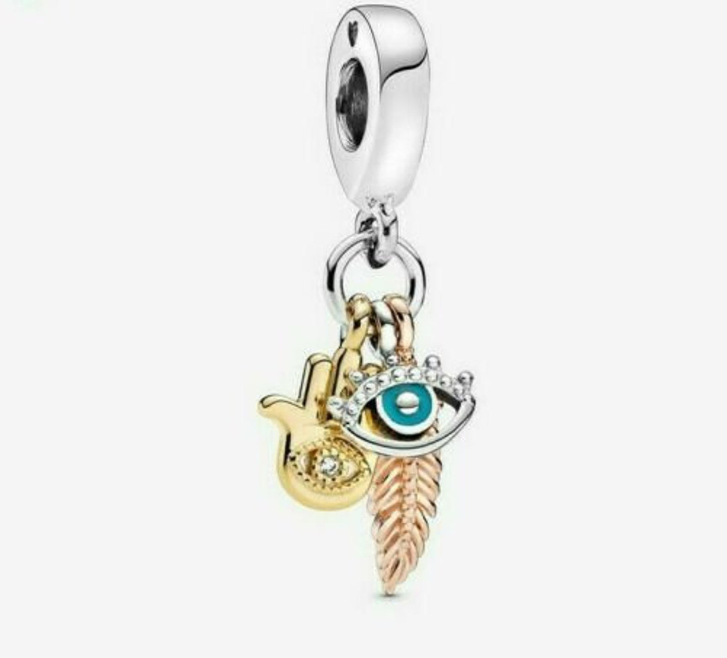 All seeing Eye & Feather S925 Sterling Silver Charm