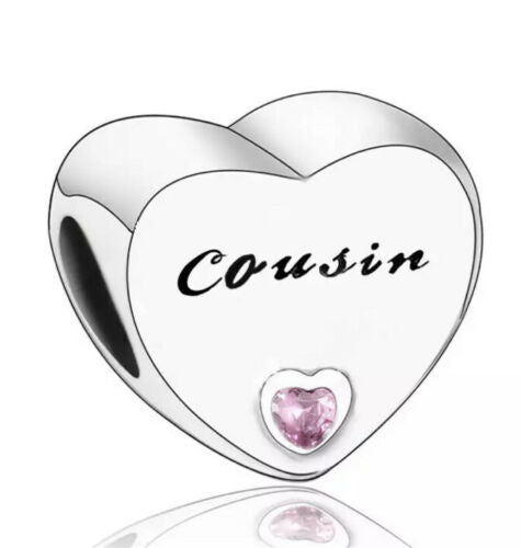 Cousin Heart Charm Hallmarked S925 Sterling Silver