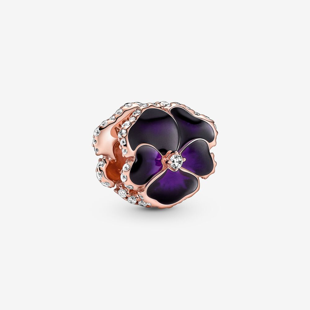 S925 Pansy Flowers Cute Caterpillar Cute Chick Butterfly Regal Crown Sterling Silver Charms Collection