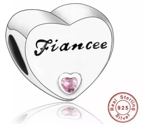 Fiancee Heart Charm Hallmarked S925 Sterling Silver