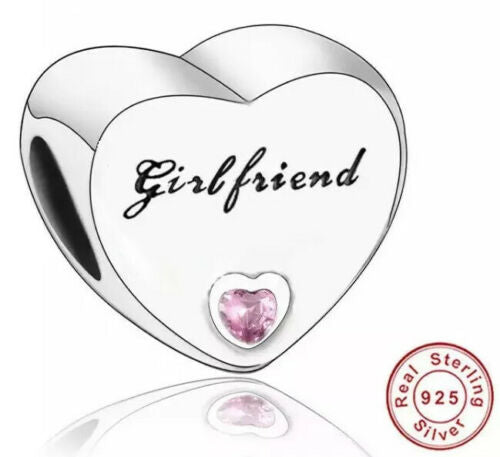 Girlfriend Heart Charm Hallmarked S925 Sterling Silver