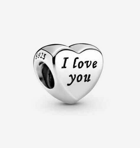 I Love You Heart Charm Hallmarked S925 Sterling Silver