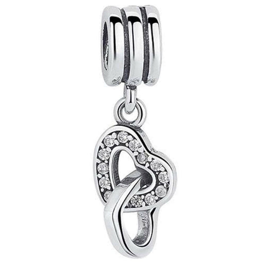 Interlockings Hearts Dangle Charm S925 Hallmarked Compatible Sterling Silver Charm