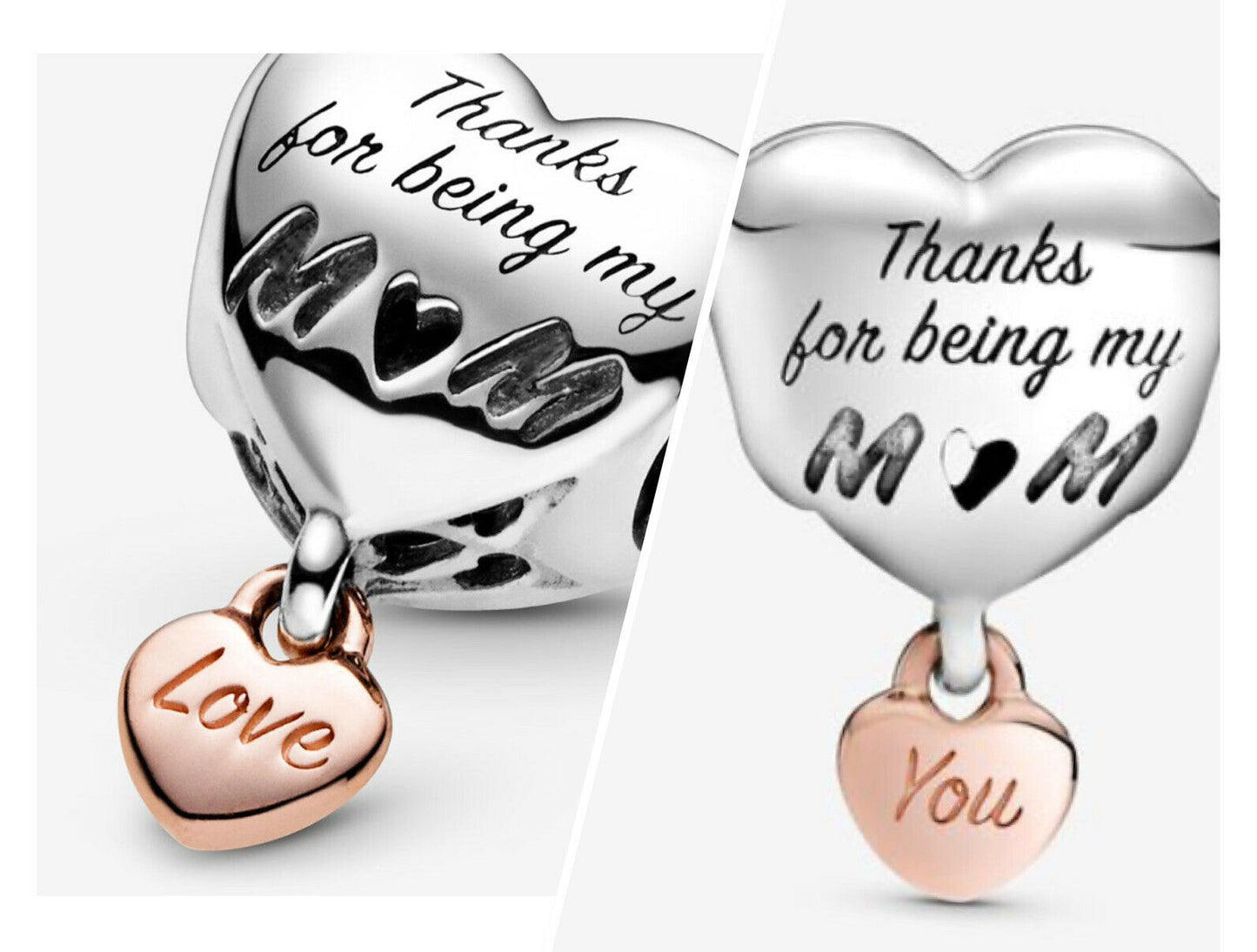 S925 Mother Mom Mum Heart Sterling Silver Charm Collection