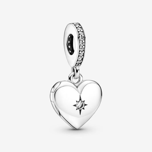 Openable Heart Locket Dangle Charm S925 Hallmarked Compatible Sterling Silver Charm