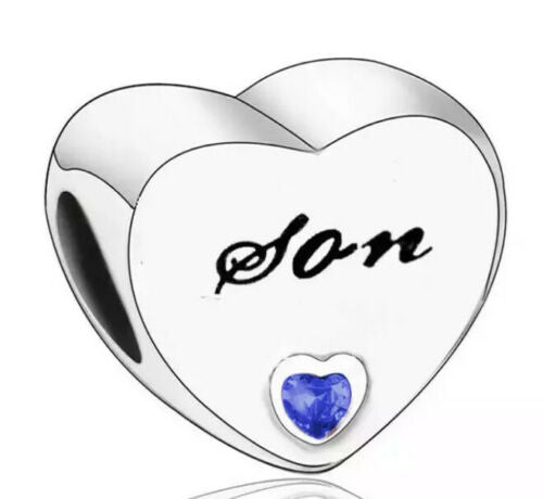 Son Heart Charm Hallmarked S925 Sterling Silver