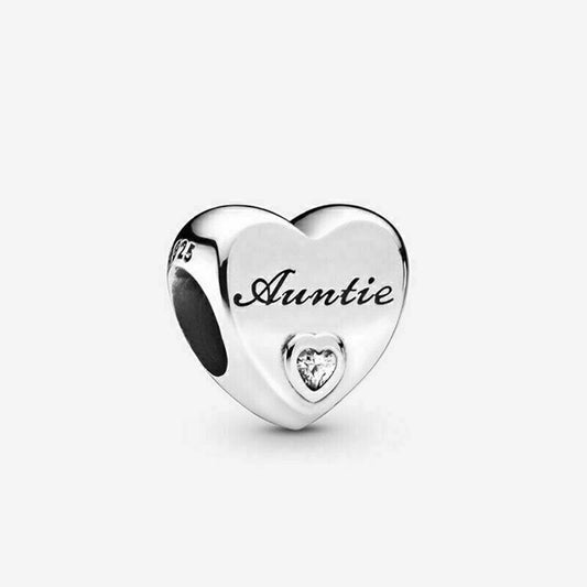 Auntie Heart Charm Hallmarked S925 Sterling Silver