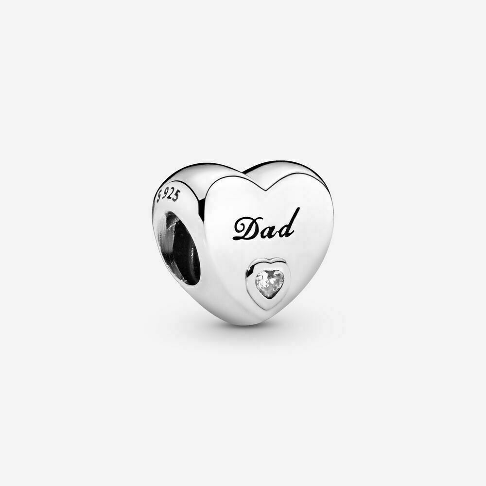 Dad Heart Charm Hallmarked S925 Sterling Silver