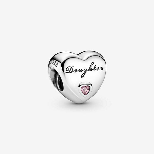 Daughter Heart Charm Hallmarked S925 Sterling Silver