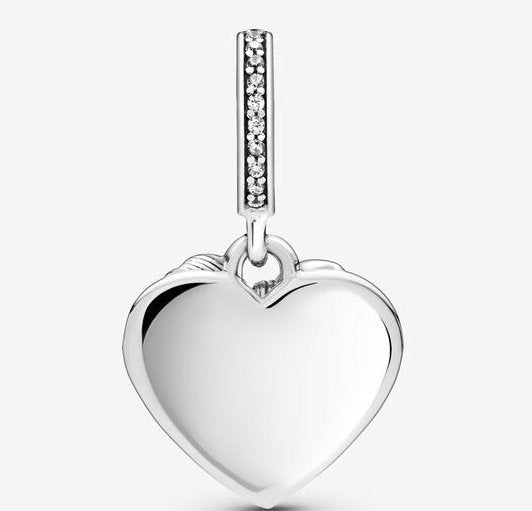 Bow & Love Heart Dangle Charm S925 Hallmarked Compatible Sterling Silver Charm