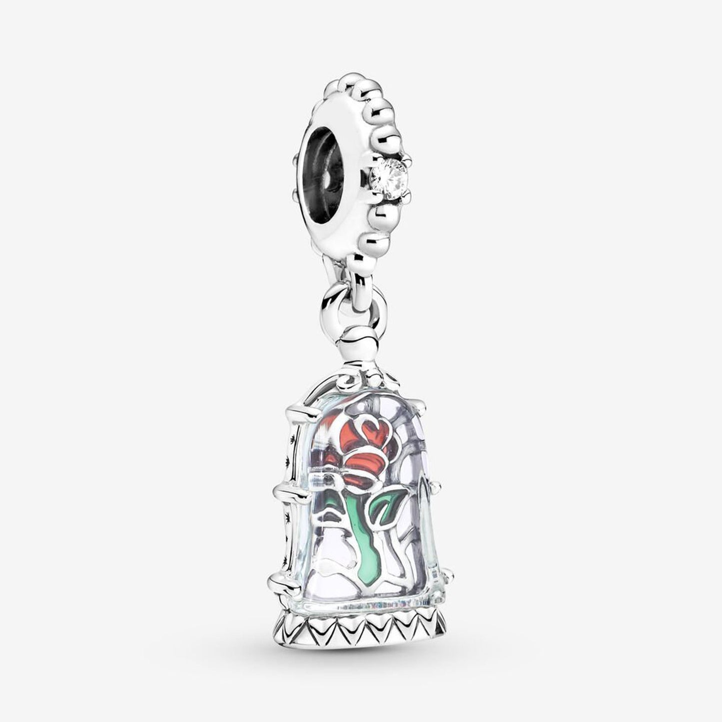 S925 Disney Beauty & Beast Dancing Belle Enchanted Rose Princess Sterling Silver Charms Collection