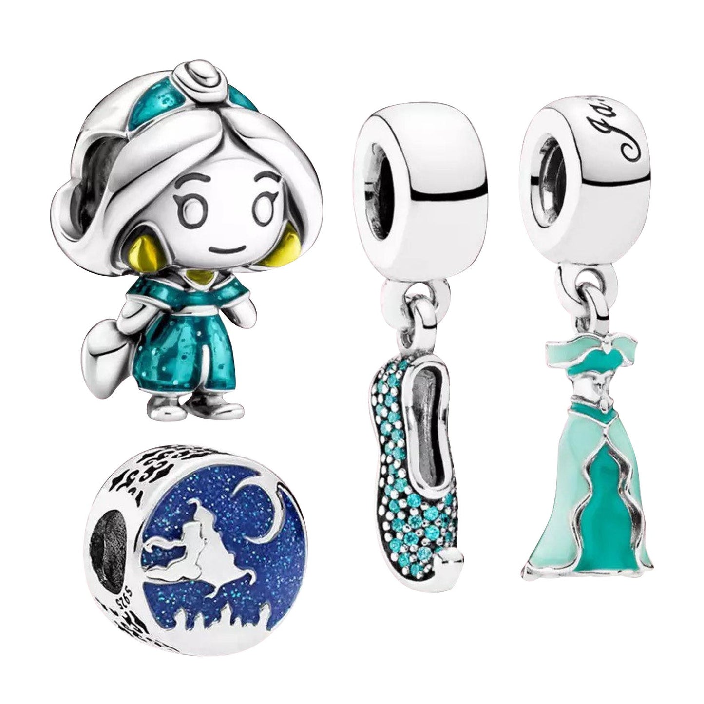 S925 Disney Aladdin Jasmine Sterling Silver Charm Collection