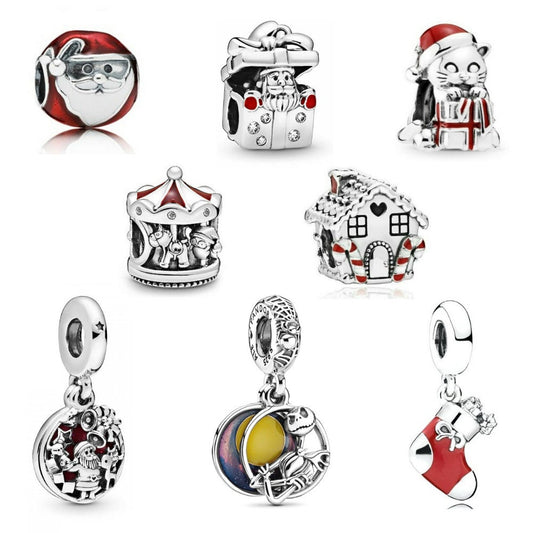 S925 Christmas Santa Halloween Sterling Silver Charm Collection