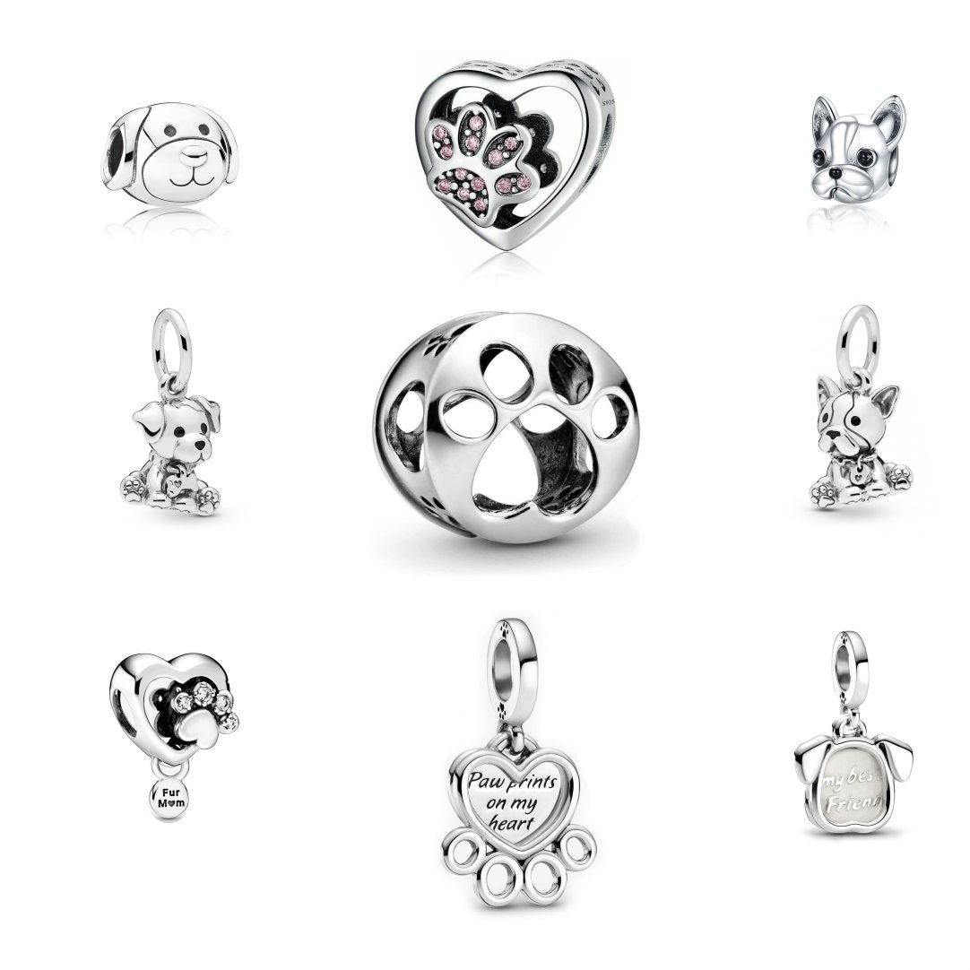 S925 My Best Friend Dog Puppy Paw Print Sterling Silver Charms