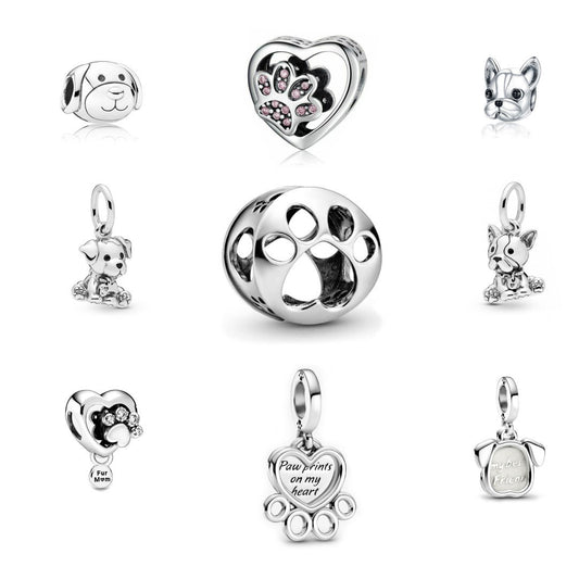 S925 My Best Friend Dog Puppy Paw Print Sterling Silver Charms