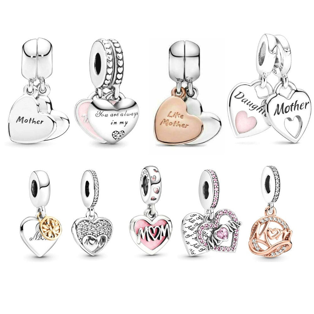 S925 Mom Mum Mother Dangle Sterling Silver Charm Collection