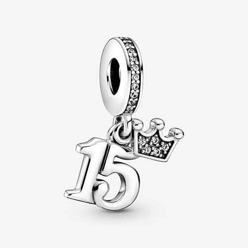 S925 Dancing Queen 15th Birthday Family Heart Safety Chain Sterling Silver Charm Collection