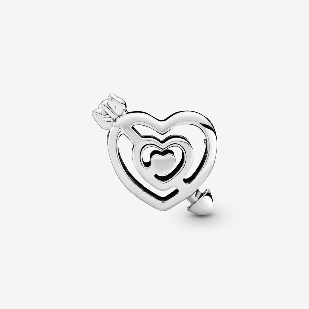 Openwork Heart Labyrinth Arrow Charm Hallmarked S925 Sterling Silver