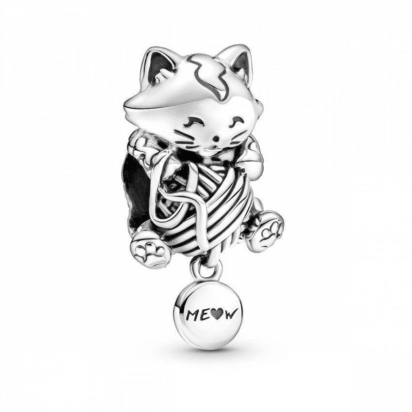 Kitten Yarn & Ball Charm S925 Hallmarked Sterling Silver Charm