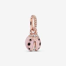 Pink Ladybird Pendant Dangle Charm S925 Hallmarked Sterling Silver Charm