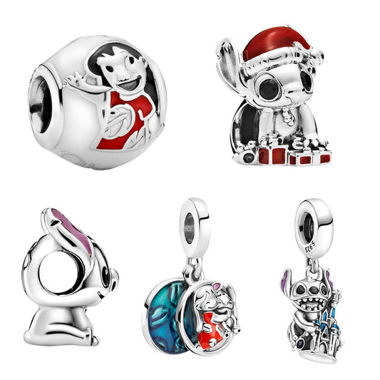 S925 Disney Lilo & Stitch Sterling Silver Charms Collection