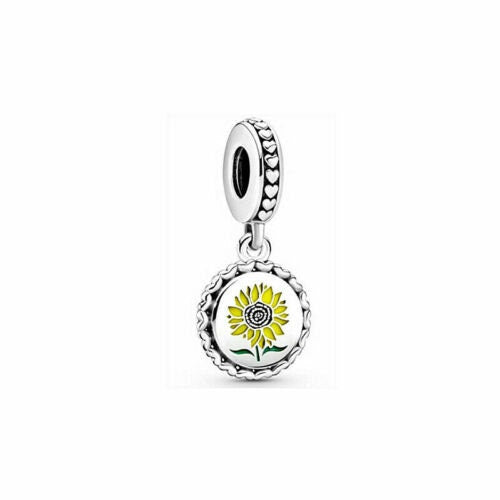 Sunflower Love For All Dangle Charm Hallmarked S925 Sterling Silver