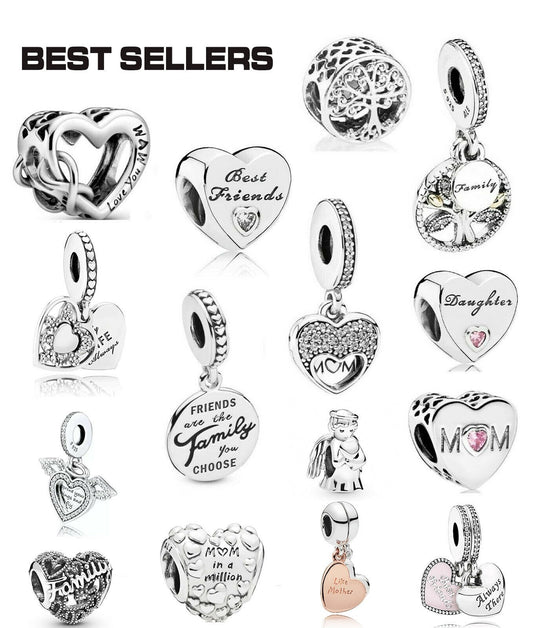 S925 Family Tree Mom Daughter Best Friend Angel Sterling Silver Charm Collection