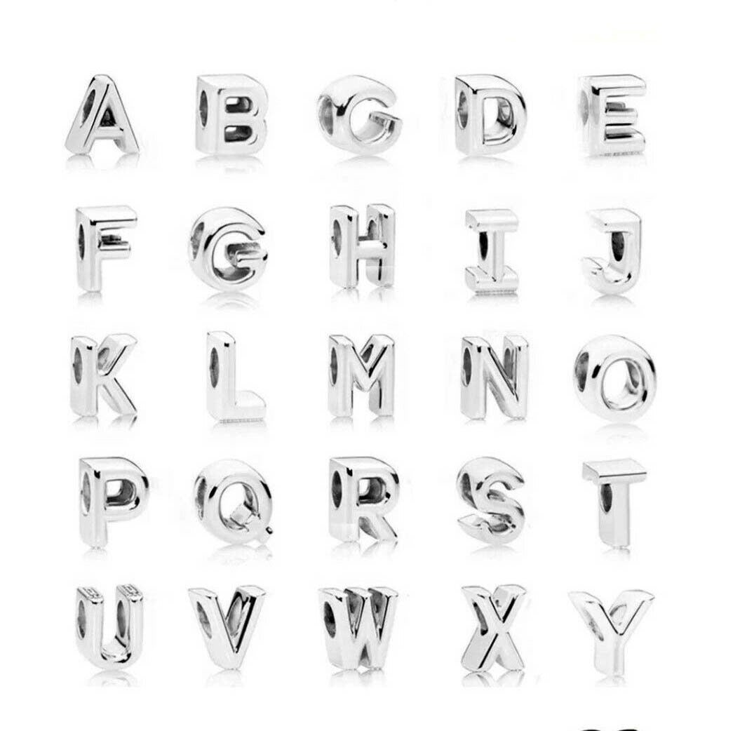 S925 Simple Alphabets A to Z Sterling Silver Charms Collection