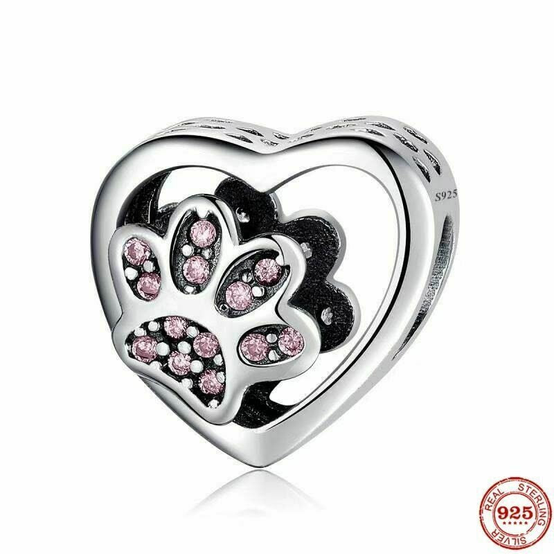 S925 My Best Friend Dog Puppy Paw Print Sterling Silver Charms