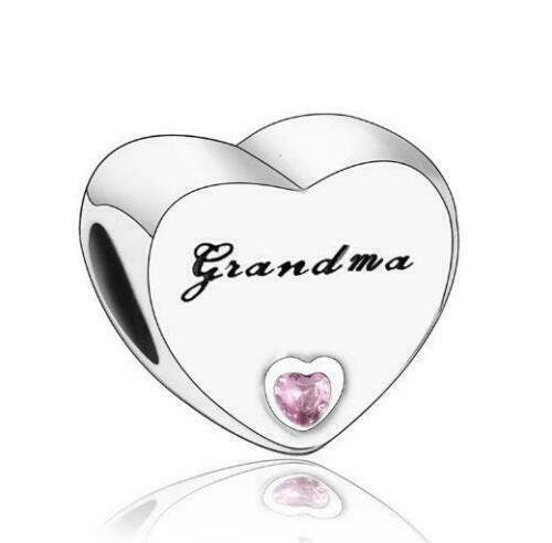 S925 Nan Nanna Son Family Heart Sterling Silver Charm Collection