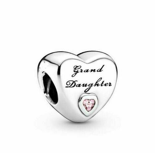 S925 Nan Nanna Son Family Heart Sterling Silver Charm Collection