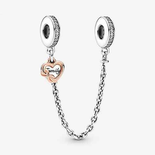 S925 Dancing Queen 15th Birthday Family Heart Safety Chain Sterling Silver Charm Collection