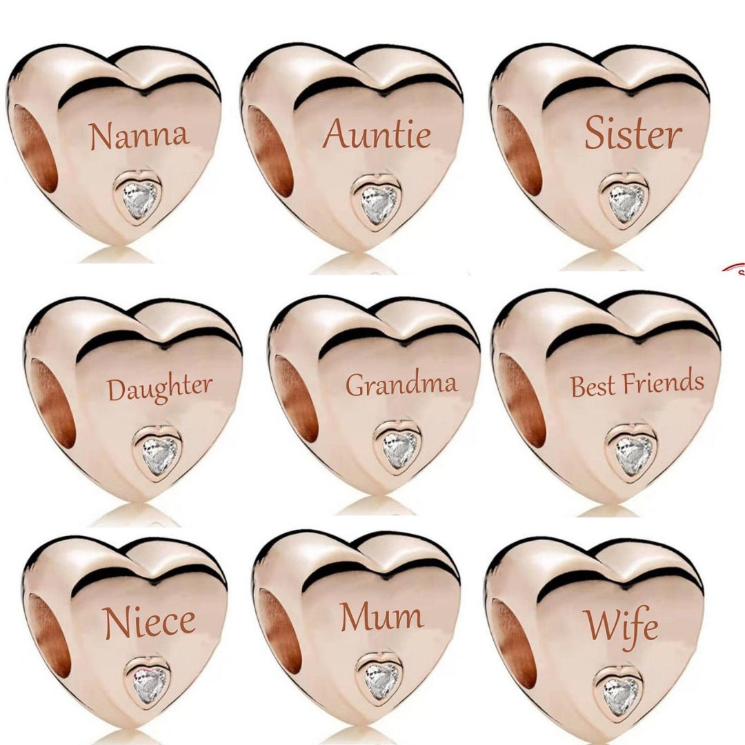 S925 Rose Gold Mother Daughter Nanna Niece Sister Sterling Silver Charm Collection