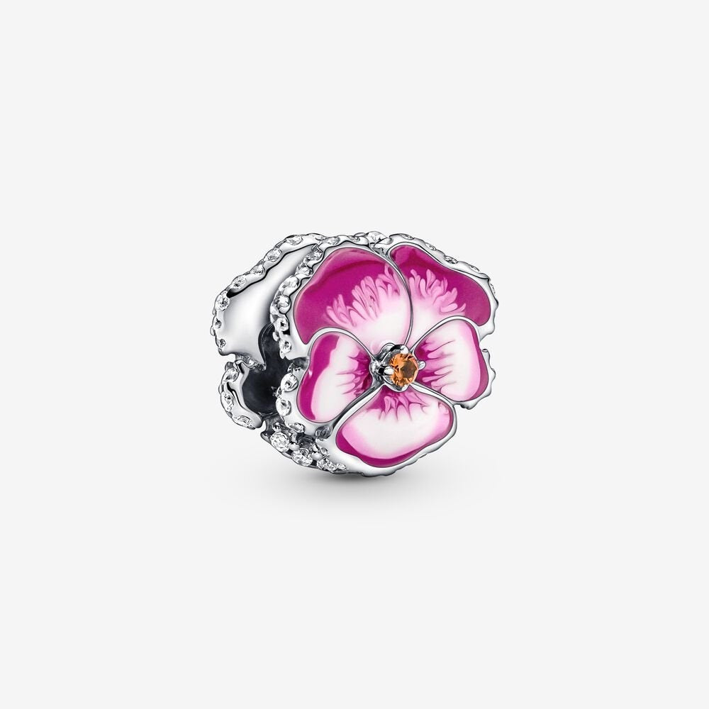 S925 Pansy Flowers Cute Caterpillar Cute Chick Butterfly Regal Crown Sterling Silver Charms Collection