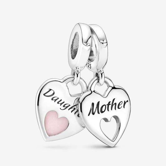 Mother Daughter Split Dangle Charm S925 Hallmarked Compatible Sterling Silver Charm