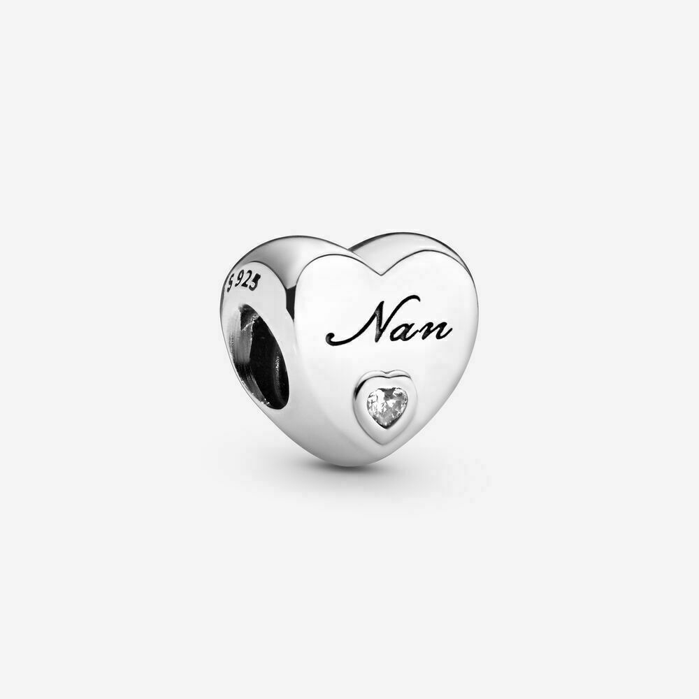 Nan Heart Charm Hallmarked S925 Sterling Silver