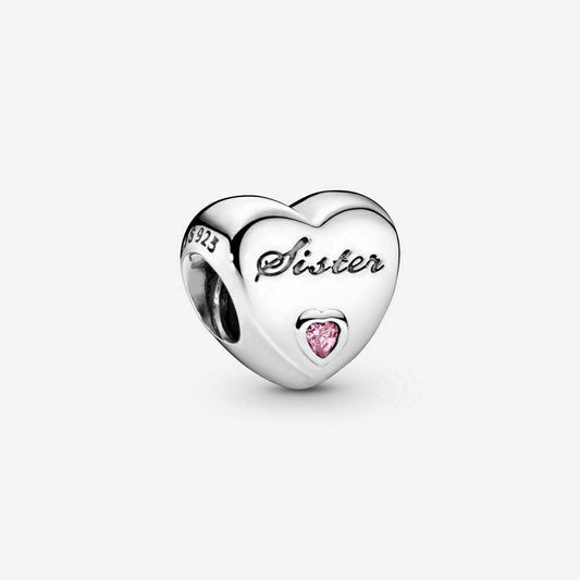 Sister Heart Charm Hallmarked S925 Sterling Silver