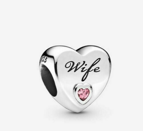 Wife Heart Charm Hallmarked S925 Sterling Silver